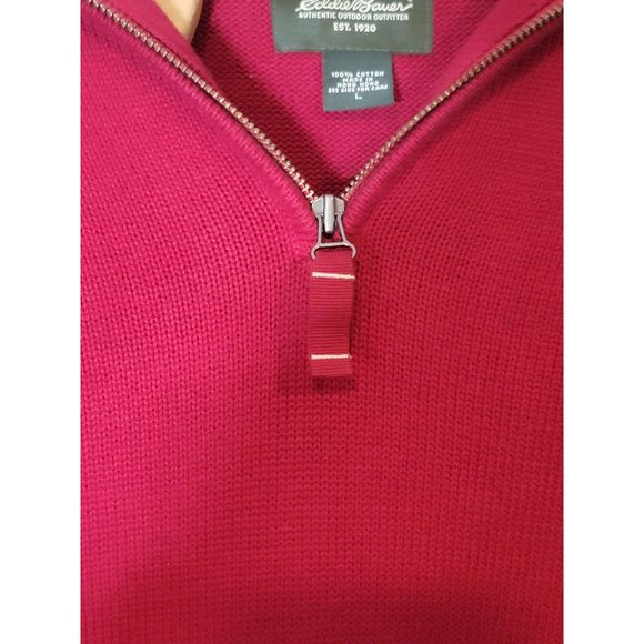 Eddie Bauer 1/4 Zip Sweater Long Sleeve‎ Maroon Burgandy Size Men's Large - Picture 5 of 5